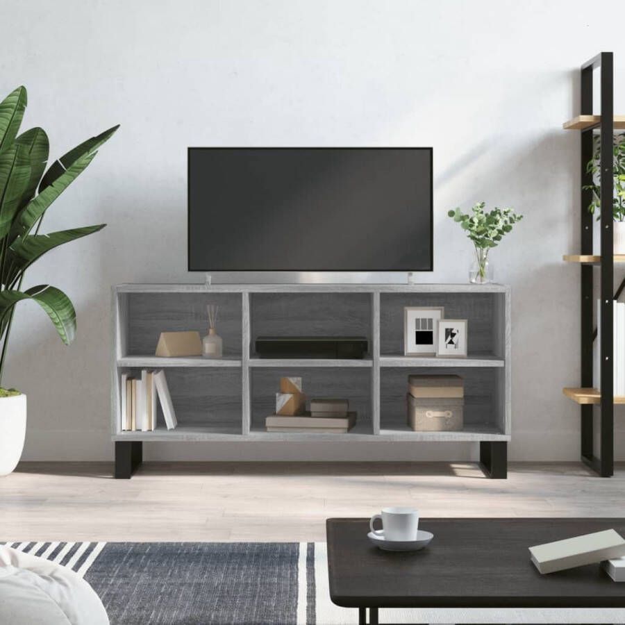 The Living Store TV-meubel Grijs Sonoma Eiken 103.5 x 30 x 50 cm Opbergruimte Stabiel tafelblad