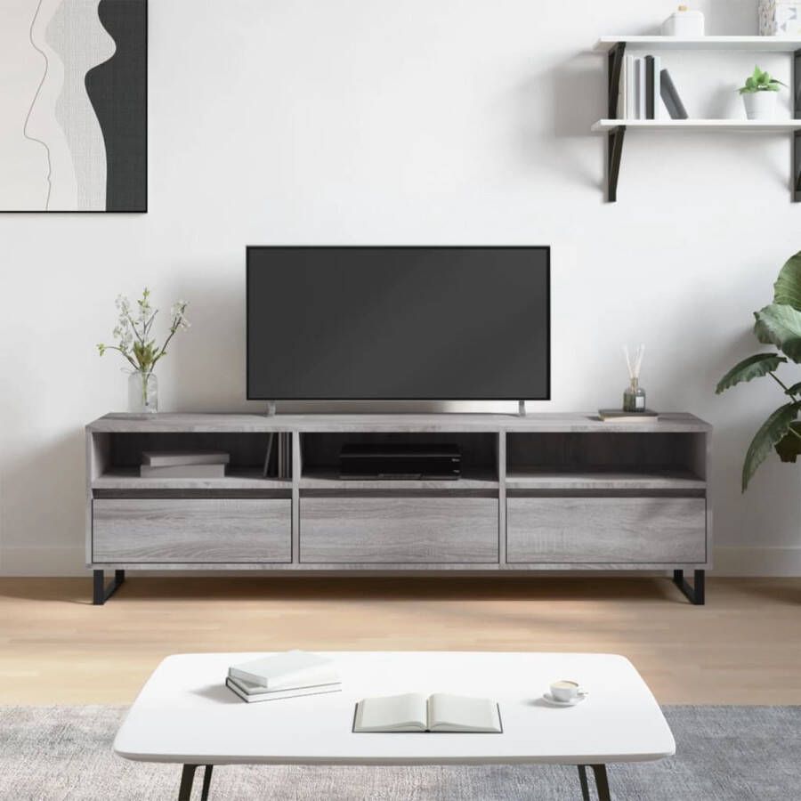 The Living Store TV-meubel Grijs Sonoma Eiken 150x30x44.5 cm Opbergruimte Stevig Materiaal