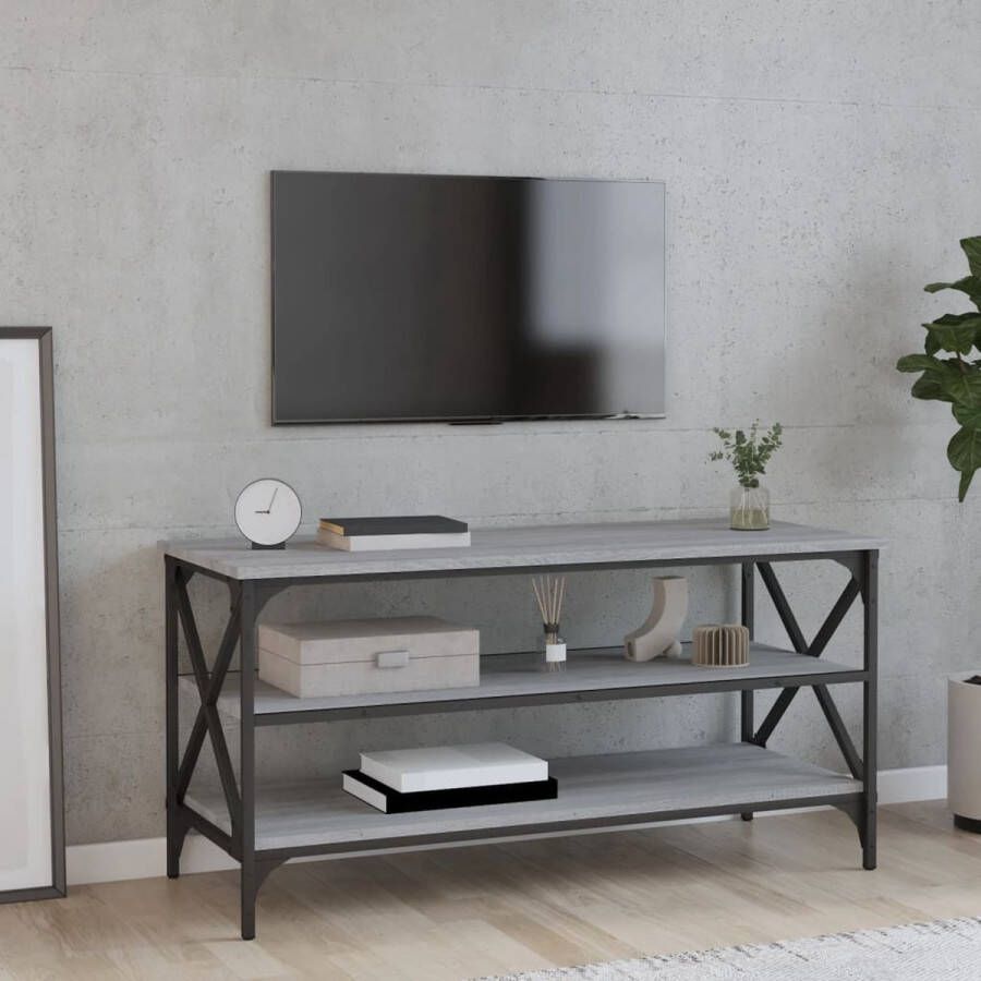 The Living Store TV-meubel Industrieel grijs sonoma eiken 100 x 40 x 50 cm