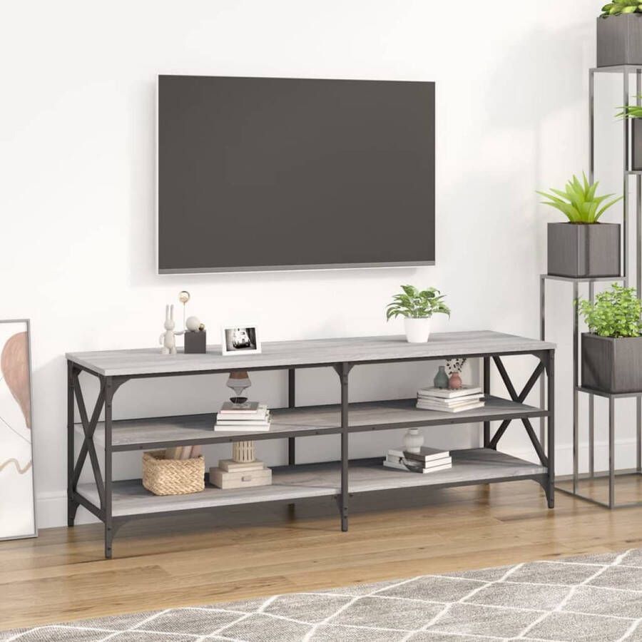 The Living Store TV-meubel Industrieel Grijs Sonoma eiken 140 x 40 x 50 cm Duurzaam hout met ijzeren frame