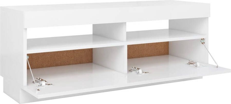The Living Store TV-meubel LED-verlichting Hout 100x35x40 cm Wit