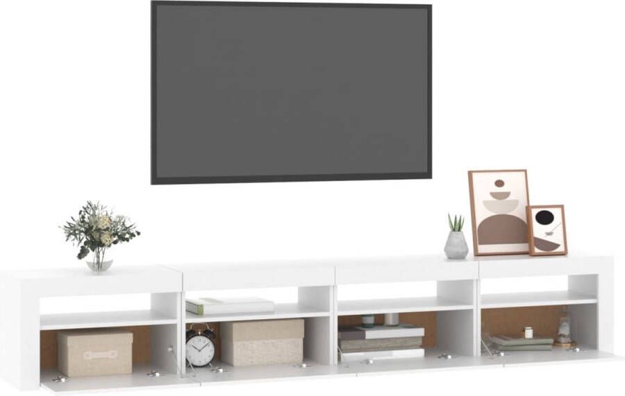 The Living Store TV-meubel naam TV-meubels 240 x 35 x 40 cm LED-verlichting Wit