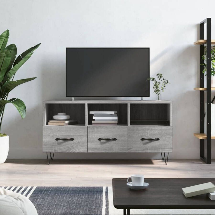 The Living Store TV-meubel s Media-kast 102 x 36 x 50 cm Grijs Sonoma Eiken