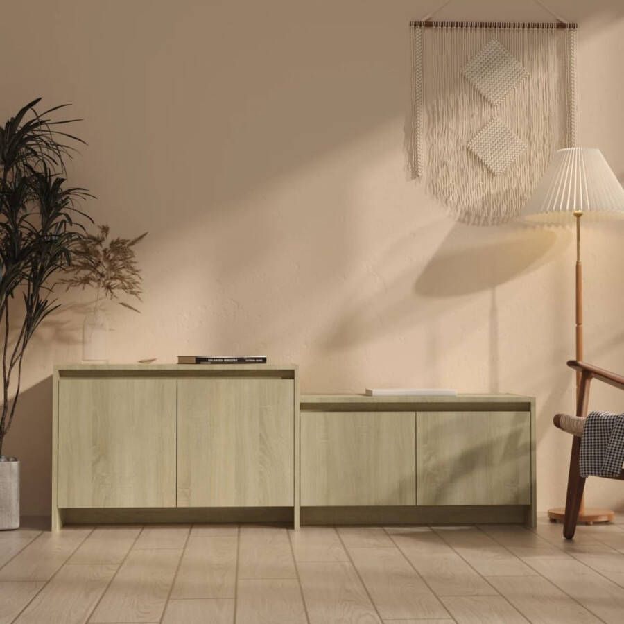 The Living Store TV-meubel Seriekast 146.5 x 35 x 50 cm Sonoma eikenkleurig Montage vereist