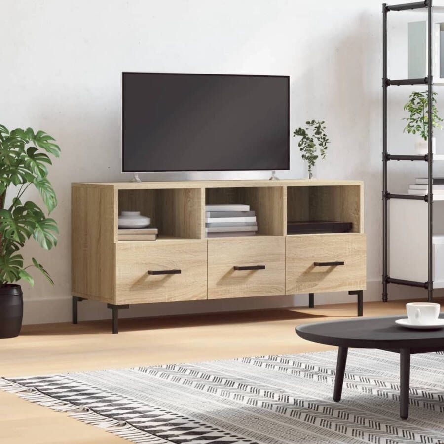 The Living Store TV-Meubel Sonoma Eiken 102 x 36 x 50 cm Opbergruimte Presenteerfunctie