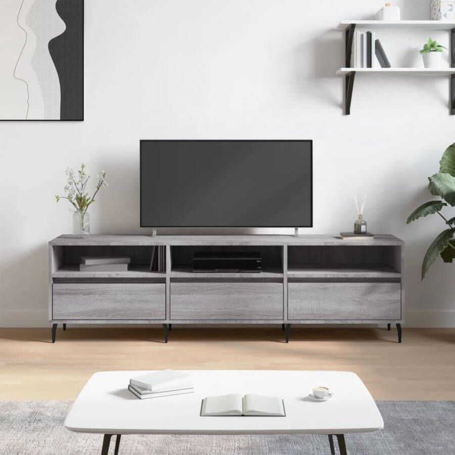 The Living Store TV-meubel Sonoma eiken 150 x 30 x 44.5 cm opbergruimte en stabiel tafelblad