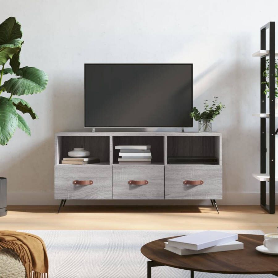 The Living Store TV-meubel Trendy Televisiekast 102 x 36 x 50 cm (B x D x H) Grijs Sonoma Eiken