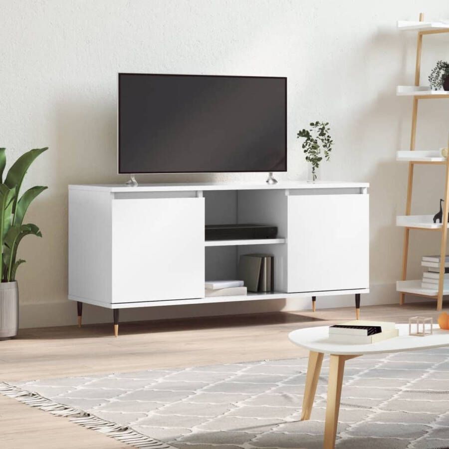 The Living Store TV-meubel TV-kast 104 x 35 x 50 cm Hoogglans wit