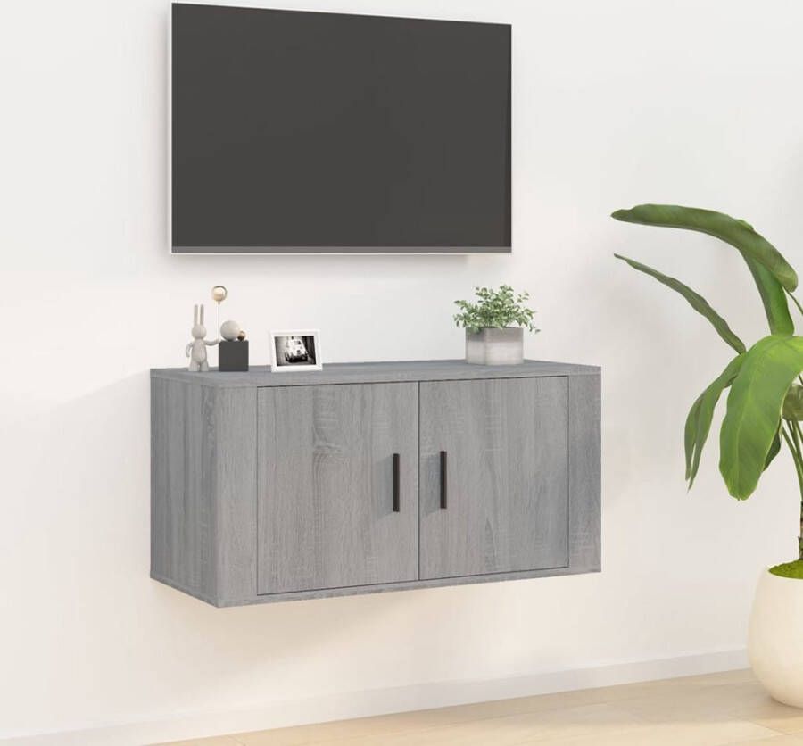 The Living Store TV-meubel Wandgemonteerd Grijs Sonoma Eiken 80x34.5x40cm