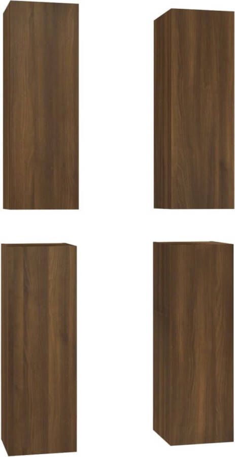 The Living Store Tv-meubelen 4 st 30-5x30x90 cm bewerkt hout bruineikenkleurig Kast