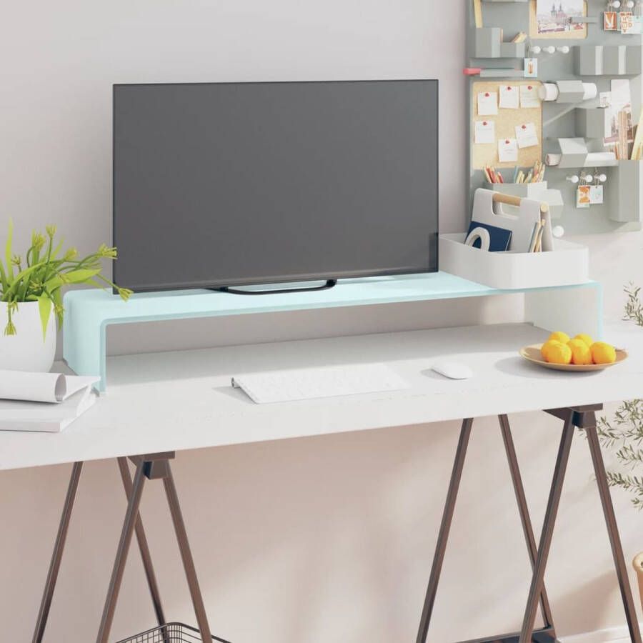 The Living Store TV-meubel monitorverhoger 100x30x13 cm glas groen Kast