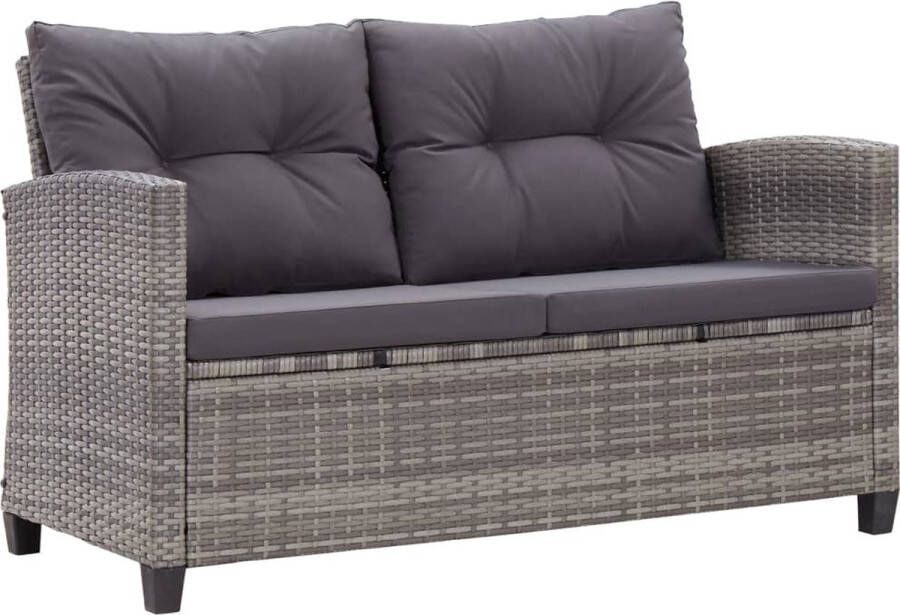 The Living Store Tweezitsbank Gemengd Grijs Poly Rattan 124 x 68 x 77 cm Weerbestendig