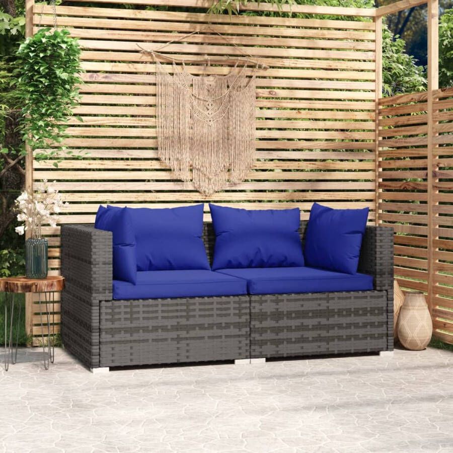The Living Store Tweezitsbank Tuinmeubelen Afmeting- 140 x 70 x 60.5 cm Grijs PE-rattan