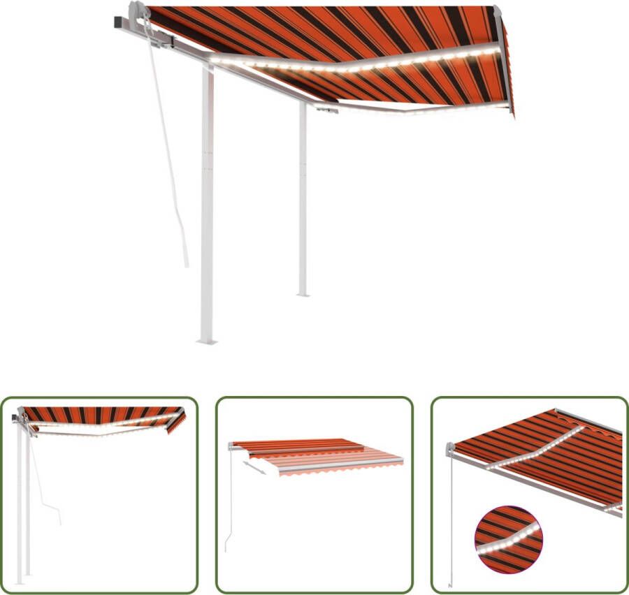 The Living Store Uitschuifbare Luifel 300x250 cm Oranje Bruin Wit Polyester met PU-coating