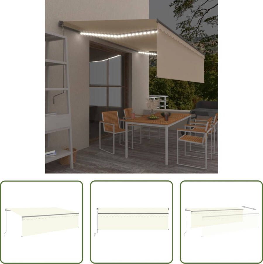 The Living Store Uitschuifbare Luifel 5 x 3 m Crème Aluminium Frame UV-bestendig Waterbestendig