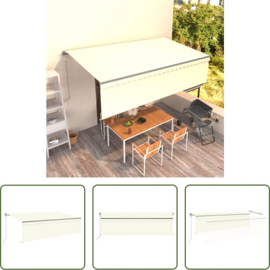 The Living Store Uitschuifbare Luifel 5 x 3m Aluminium Polyester Crème kleur Antraciet frame