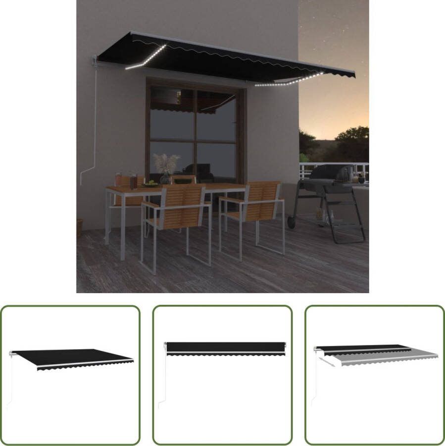 The Living Store Uitschuifbare Luifel 500 x 300 cm Antraciet Aluminium en Polyester