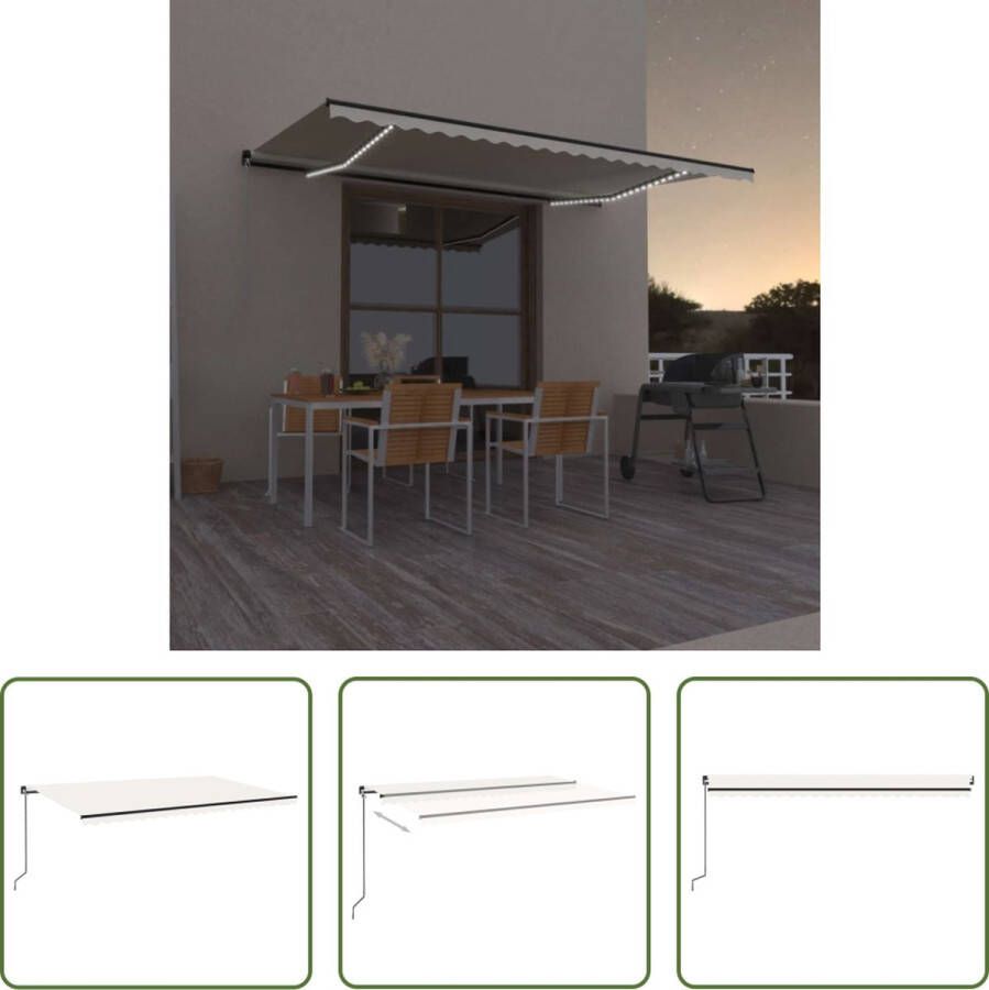 The Living Store Uitschuifbare Luifel Aluminium Frame Polyester 500 x 300 cm Crème