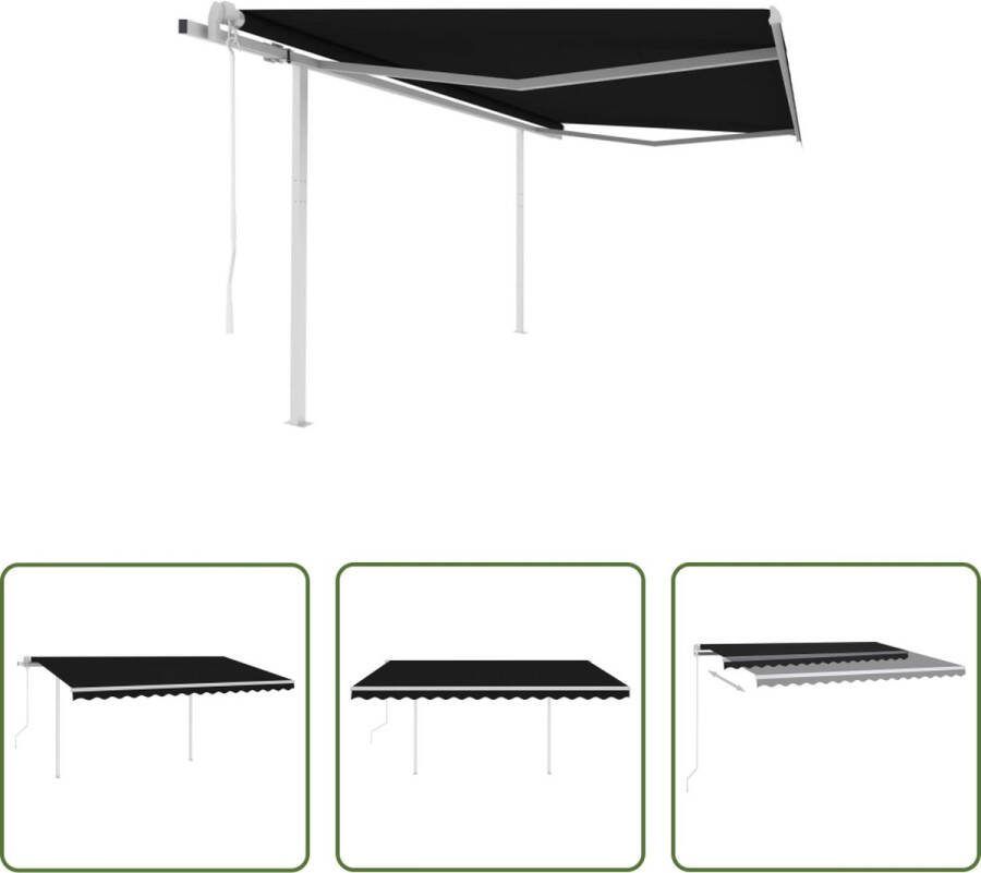 The Living Store Uitschuifbare Luifel Buitenluifel 400x300 cm Antraciet Gepoedercoat aluminium en polyester
