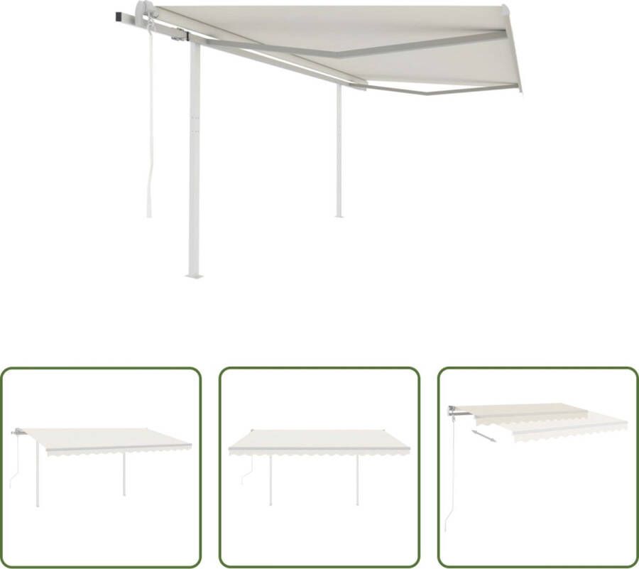 The Living Store Uitschuifbare Luifel Buitenluifel 400x300cm Crème Gepoedercoat aluminium frame