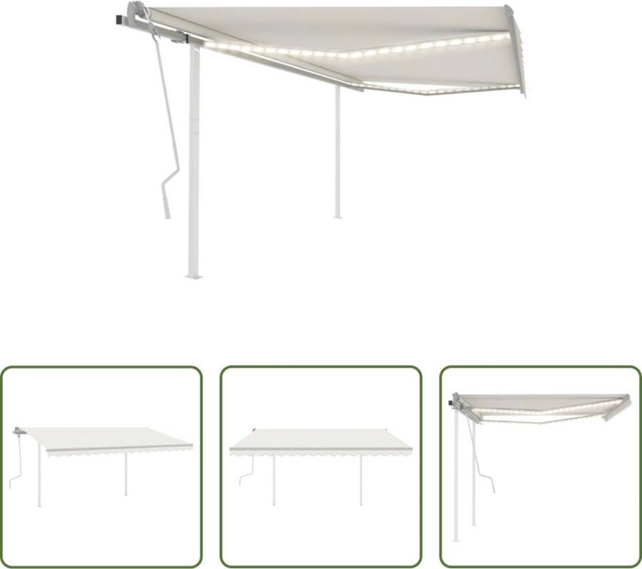 The Living Store Uitschuifbare luifel Buitenluifel 450 x 350 cm Crème Gepoedercoat aluminium frame Polyester met PU-coating