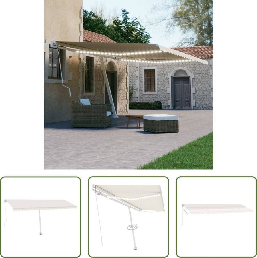 The Living Store Uitschuifbare Luifel Buitenluifel 500x300 cm Crème Wit Frame