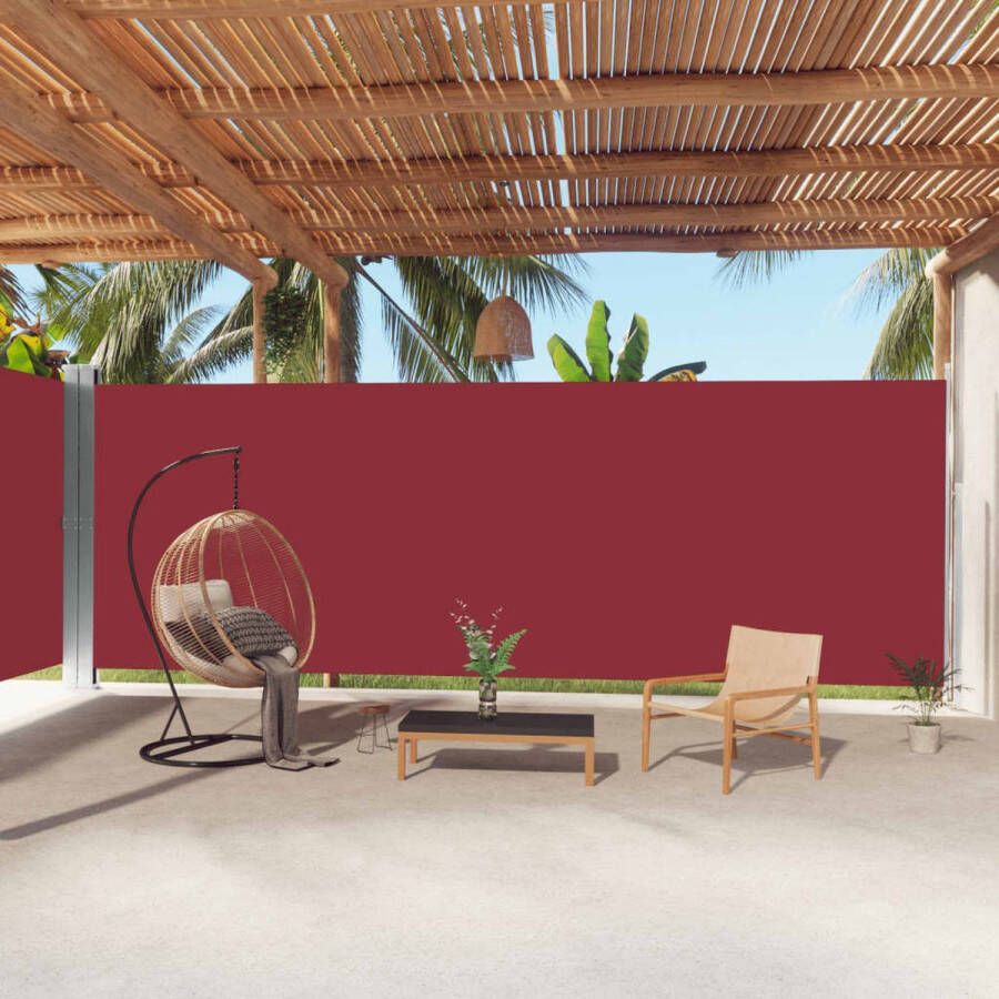 The Living Store Uittrekbaar Tuinscherm 220 x (0 1.000) cm Rood Polyester met PU-coating