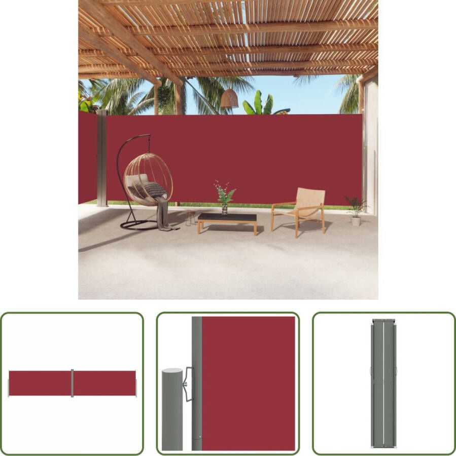 The Living Store Uittrekbaar Tuinscherm 220 x (0 1.000) cm Rood Polyester met PU-coating