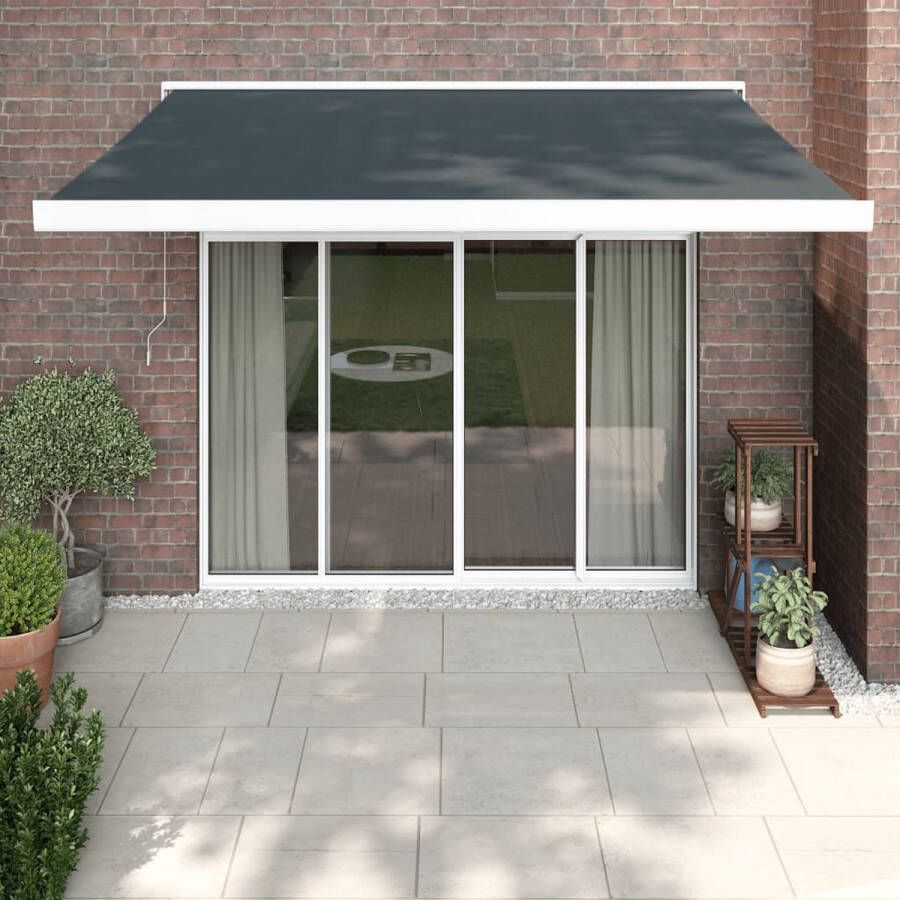 The Living Store Uittrekbare Luifel 3x2.5m Antraciet Gepoedercoat aluminium UV-bestendig