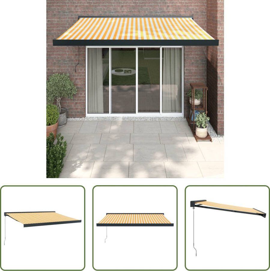 The Living Store Uittrekbare Luifel 3x2.5m Geel en Wit