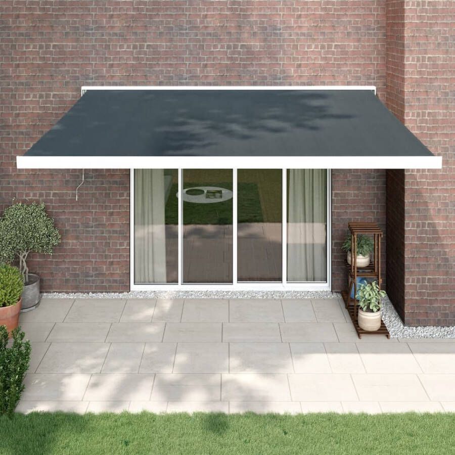 The Living Store Uittrekbare Luifel 4 x 3 m Antraciet Gepoedercoat Aluminium