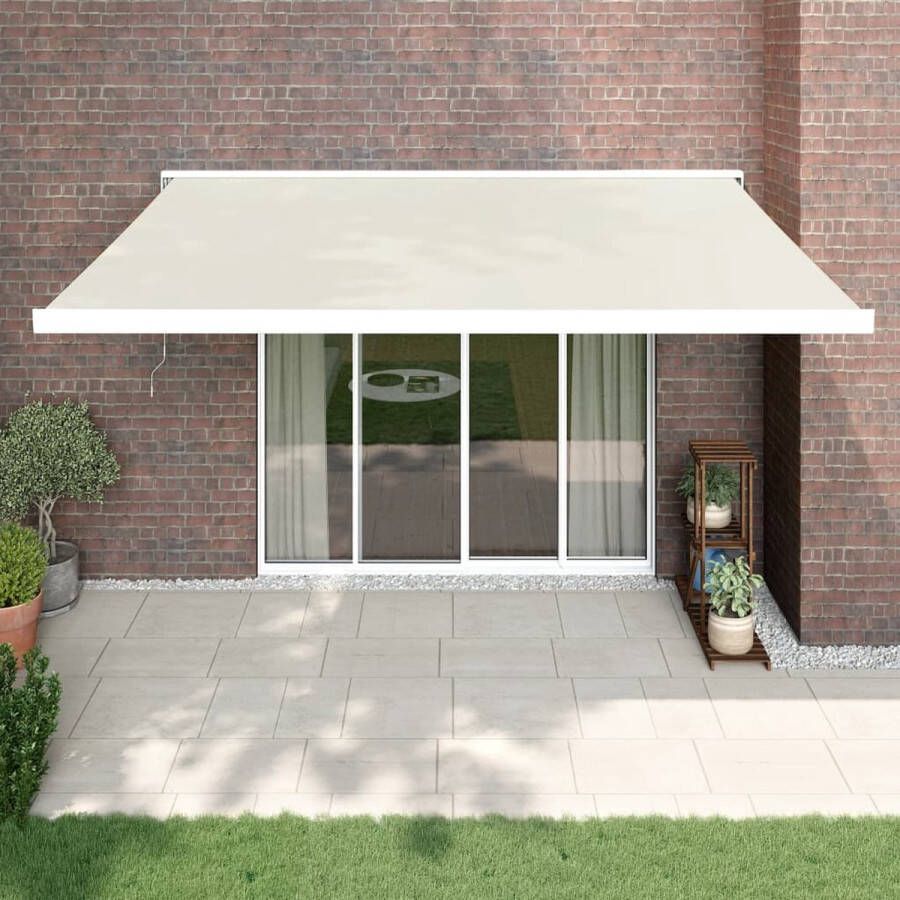 The Living Store Uittrekbare luifel 4 x 3 m crème gepoedercoat aluminium