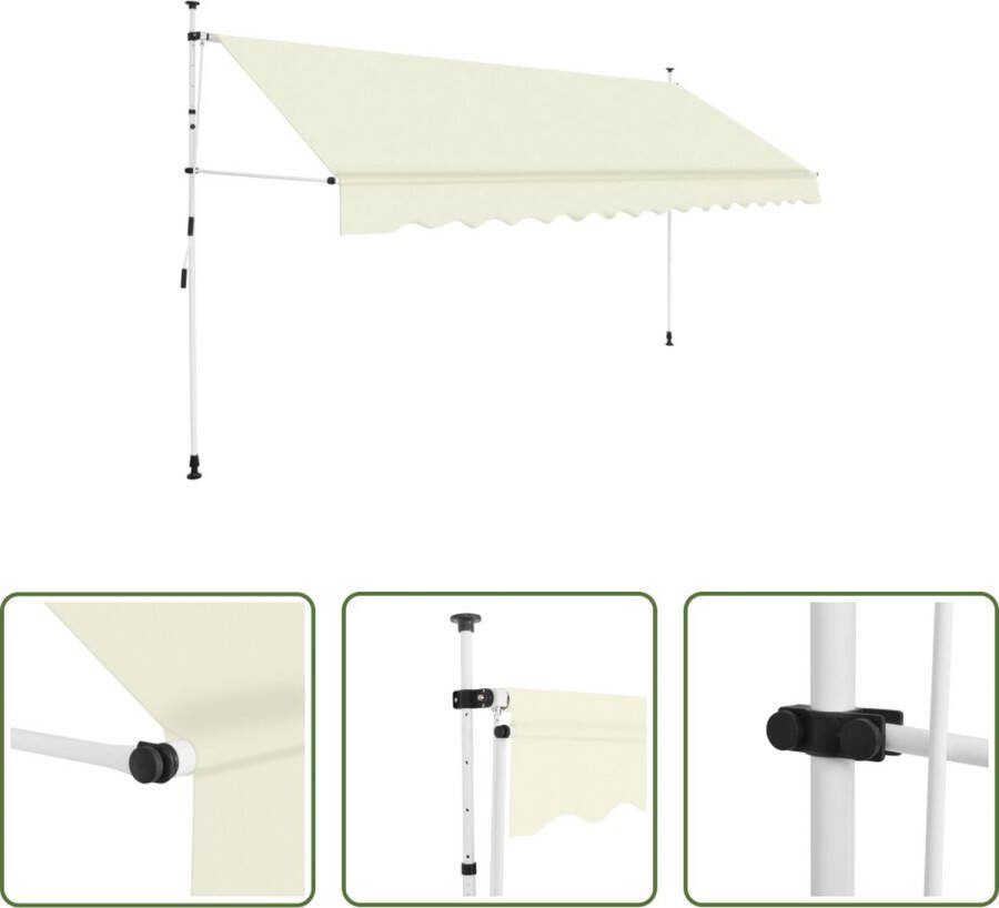 The Living Store Uittrekbare Zonwering 350 cm 120 cm Crème Handbediend