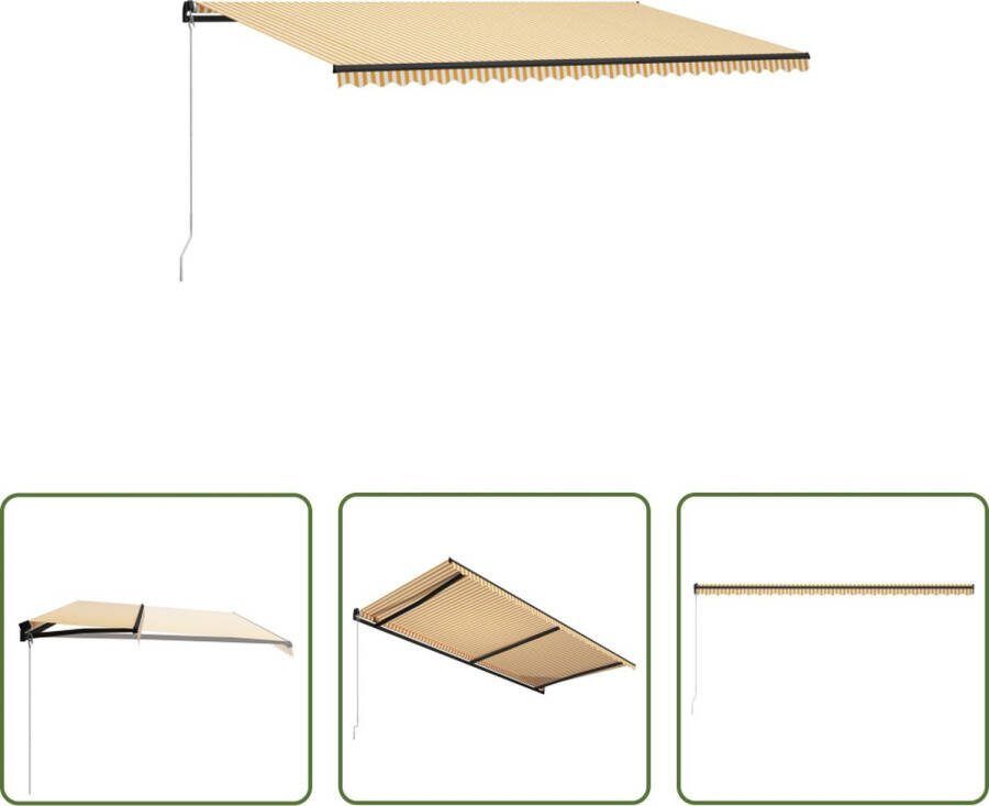 The Living Store Uittrekbare Zonwering 600x300 cm Waterbestendig Geel wit grijs