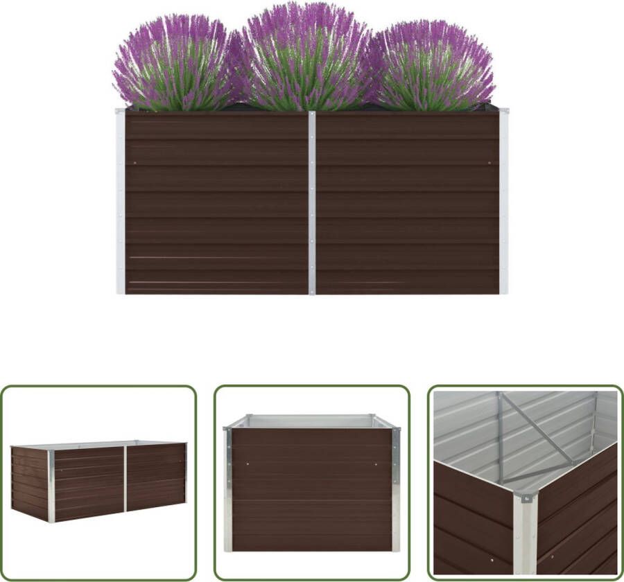 The Living Store Verhoogd Tuinbed Gegalvaniseerd Staal 160 x 80 x 45 cm Bruin