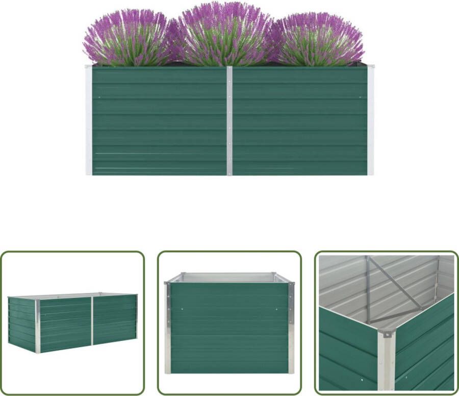 The Living Store Verhoogd Tuinbed Gegalvaniseerd Staal 160x80x45 cm Groene Afwerking