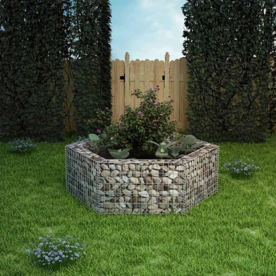 The Living Store Verhoogde Gabion Plantenbak 160 x 140 x 50 cm Gegalvaniseerd Staal