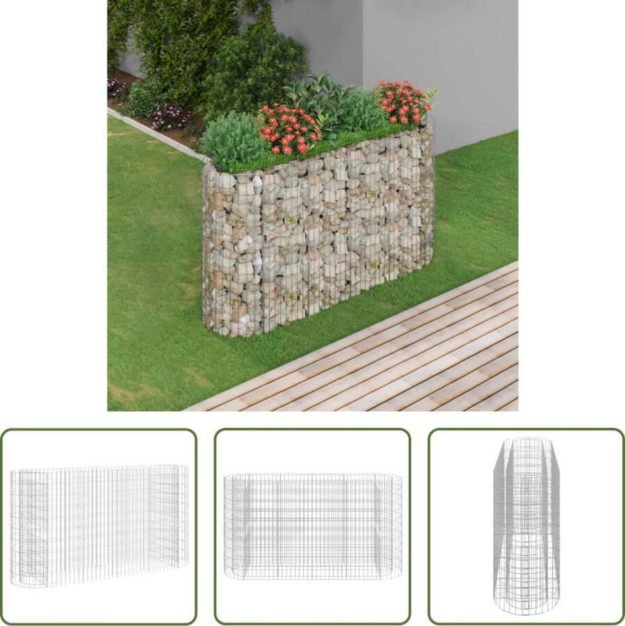 The Living Store Verhoogde Gabion Plantenbak 190 x 50 x 100 cm Zilver