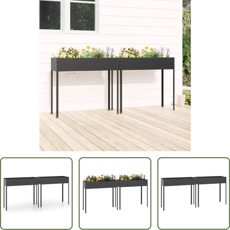 The Living Store Verhoogde Plantenbak Antraciet 100.5 x 40.5 x 90 cm gegalvaniseerd staal