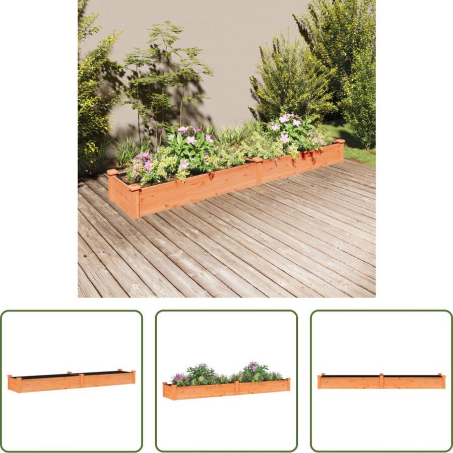 The Living Store Verhoogde plantenbak Houten 240 x 45 x 25 cm Bruin Met Voering