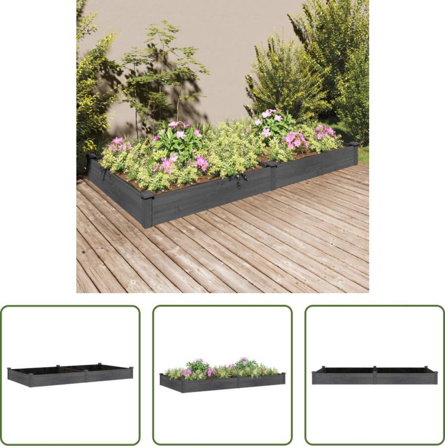 The Living Store Verhoogde Plantenbak Houten Grijs 240 x 120 x 25 cm (L x B x H) Met Open Bodem