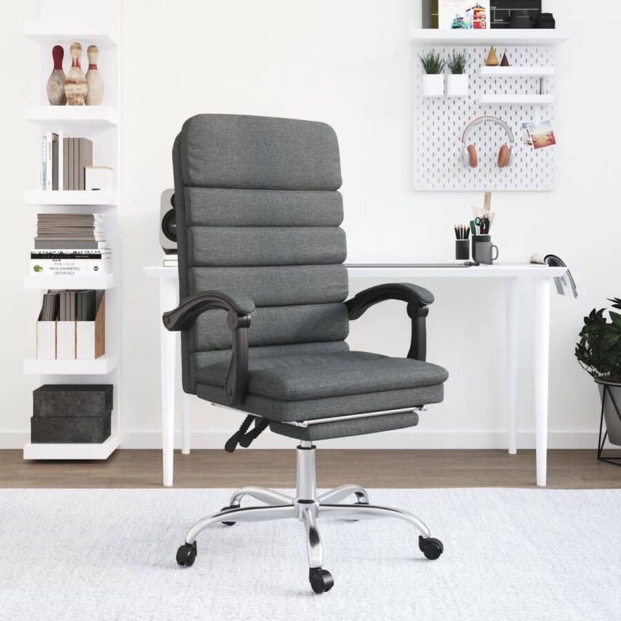 The Living Store Kantoorstoel massage verstelbaar stof donkergrijs Bureaustoel