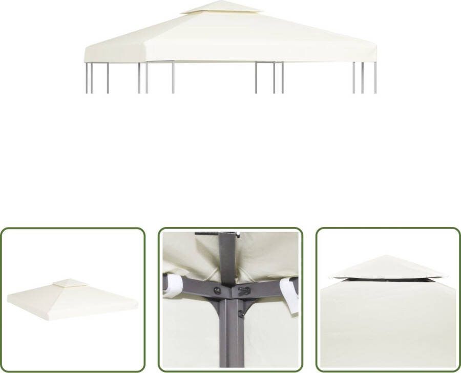 The Living Store Vervangend Tentdoek Prieel 3 x 3 m Crèmewit PVC-coating Waterbestendig