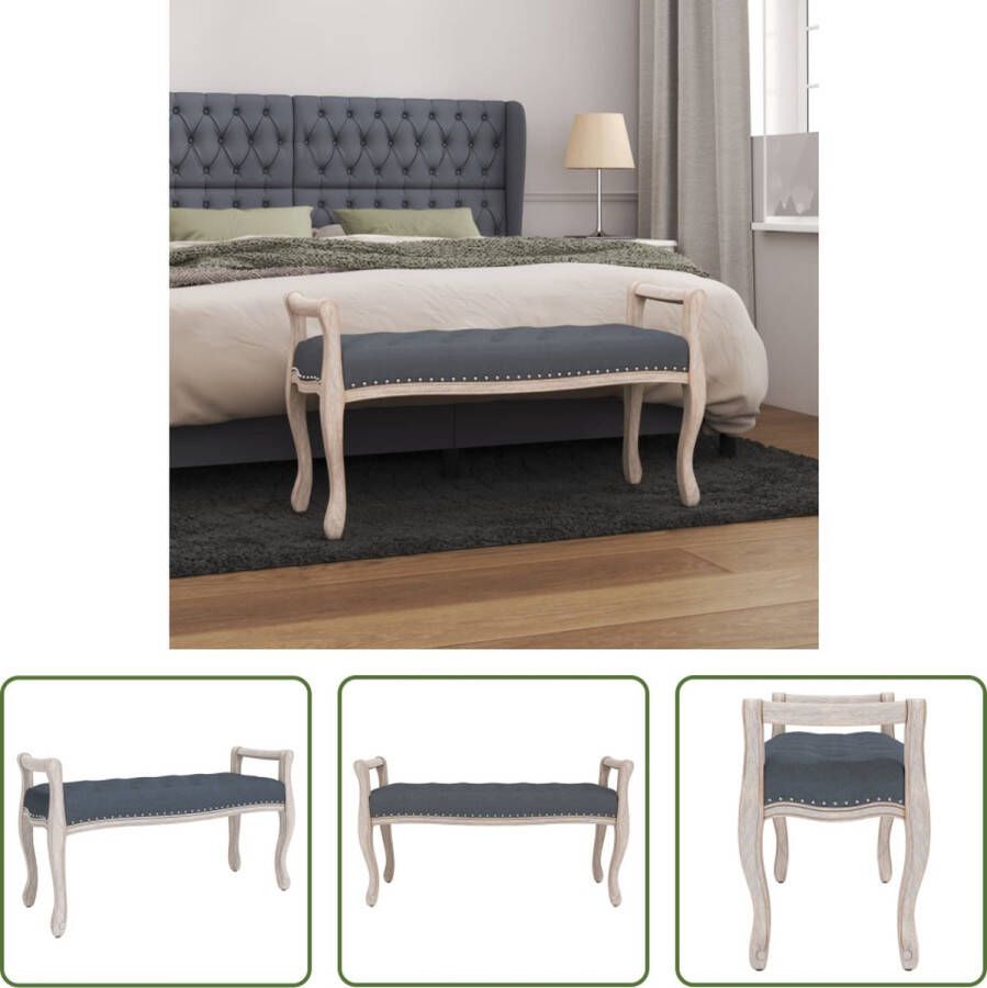 The Living Store Vintage Halbankje Fluweel Donkergrijs 110x45x60 cm Franse vintage stijl