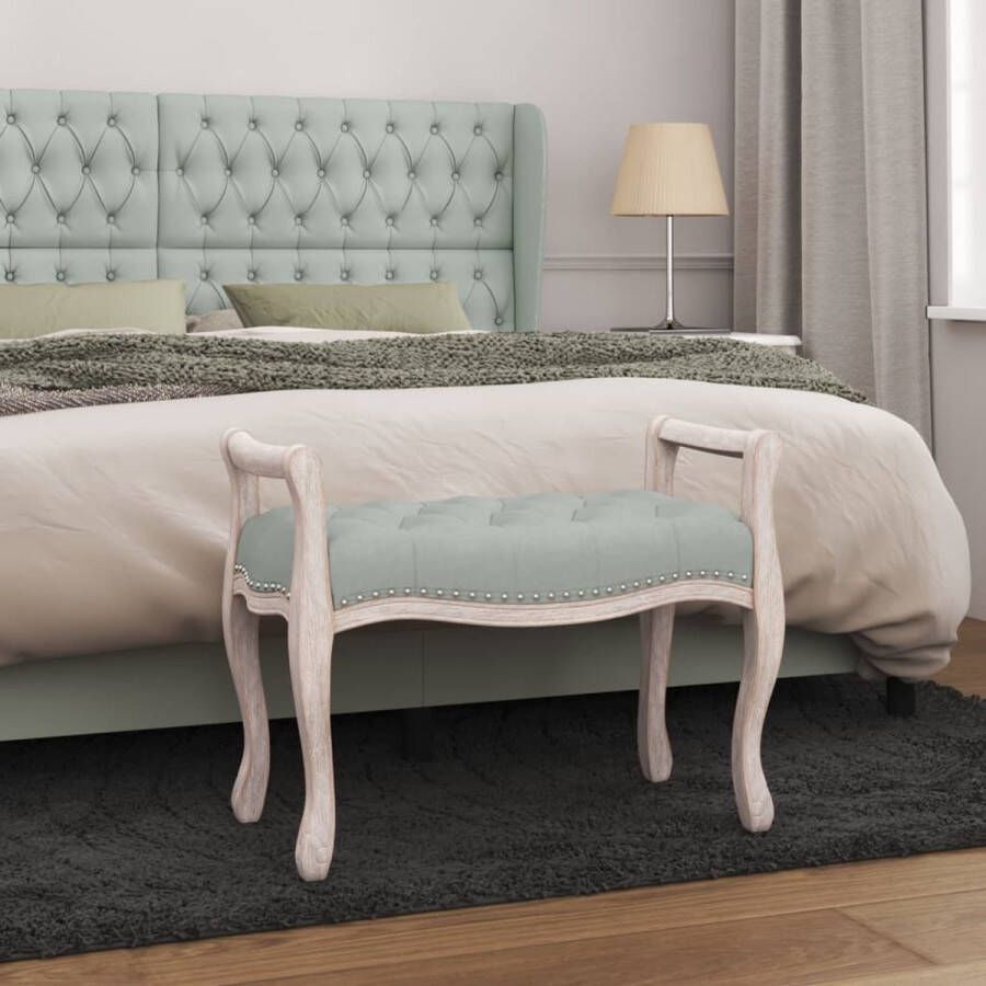 The Living Store Vintage Halbankje Fluweel Grijs 80 x 45 x 60 cm Stabiele zitting Franse vintage stijl Draagvermogen 110 kg