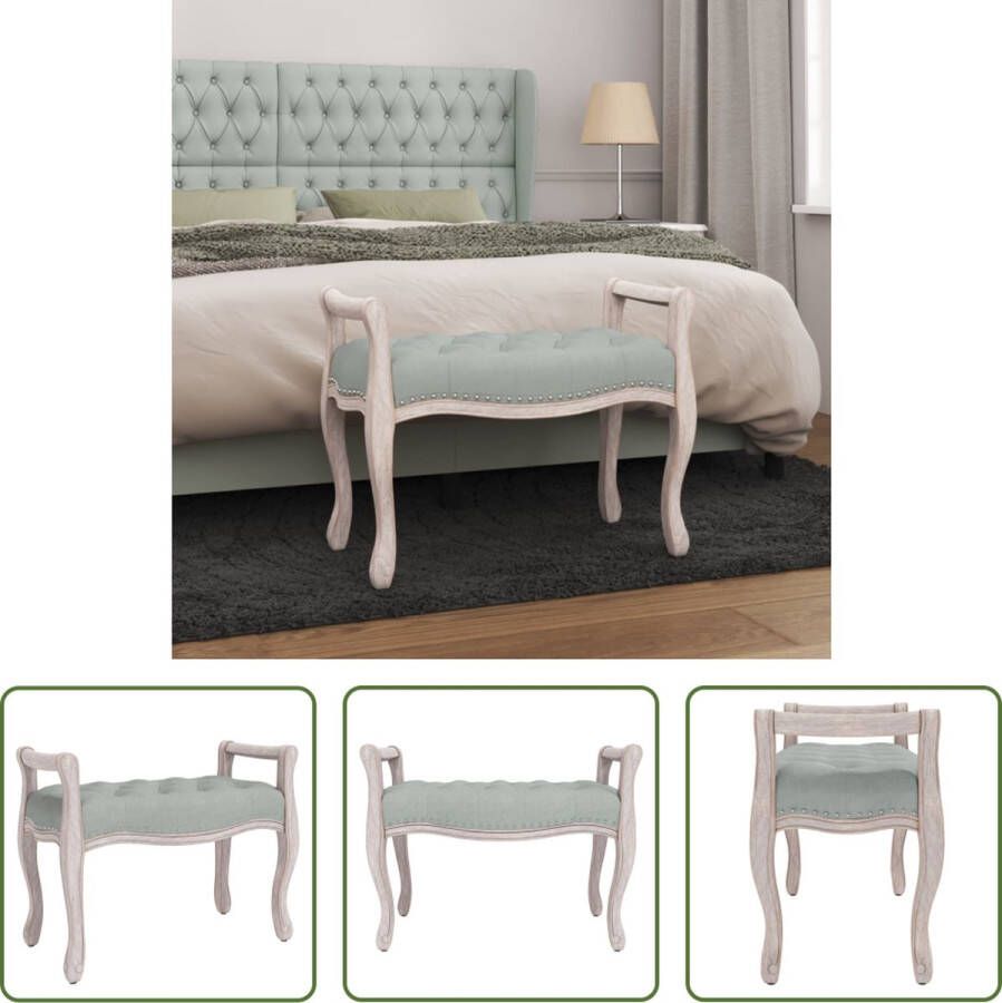 The Living Store Vintage Halbankje Fluweel Grijs 80 x 45 x 60 cm Stabiele zitting Franse vintage stijl Draagvermogen 110 kg