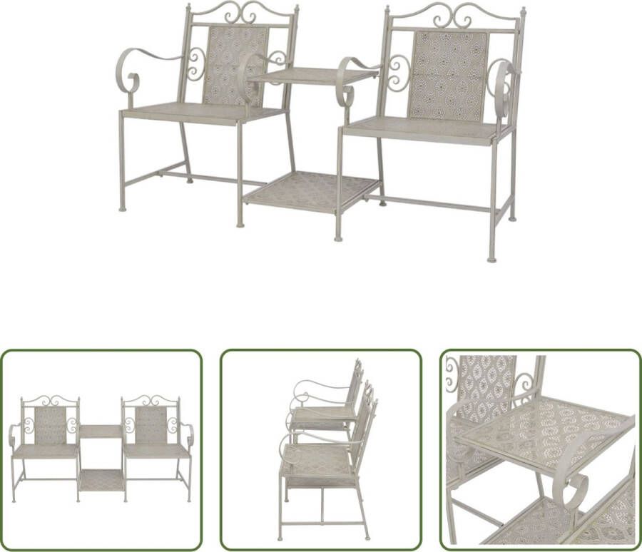 The Living Store Vintage Stijl Tuin Loveseat 161 x 58 x 90 cm Grijs Gepoedercoat Staal