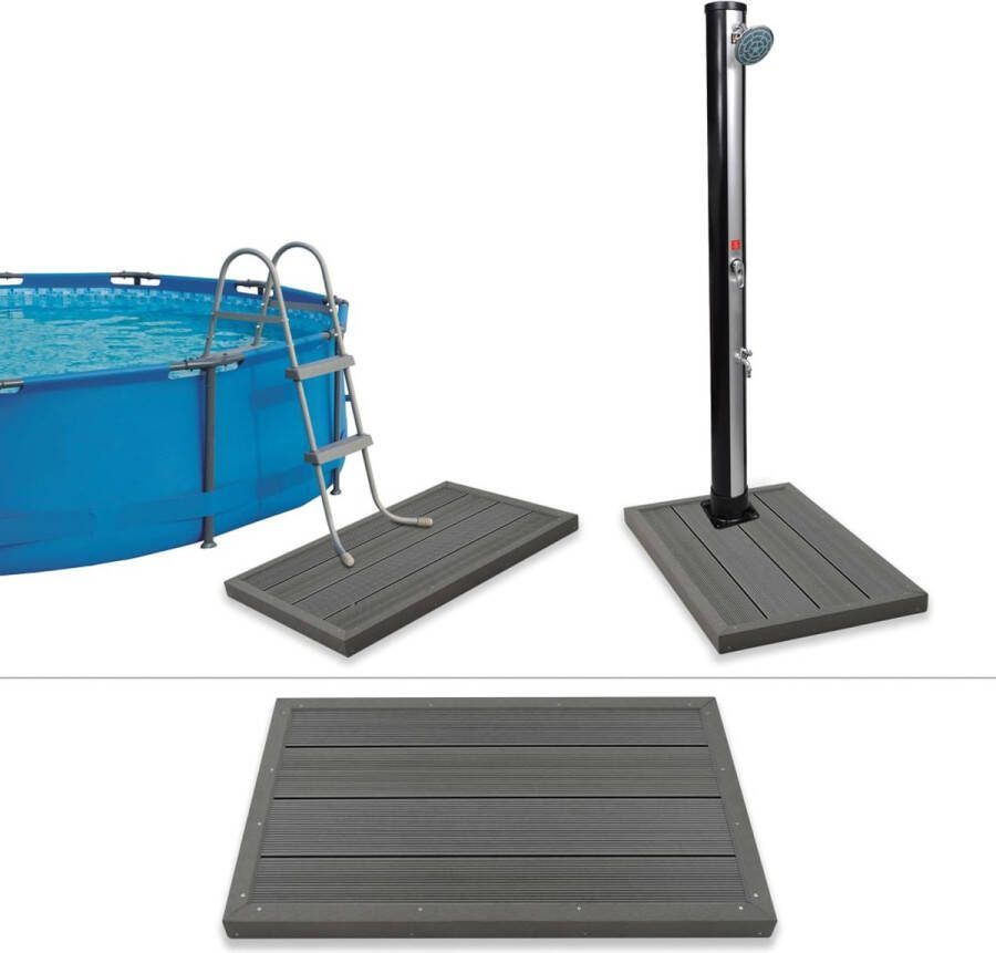 VidaXL The Living Store HKC Plaat Multifunctioneel vloerelement stabilisator zwembadladder en anti-slip deurmat Grijs 101 x 63 x 5.5 cm