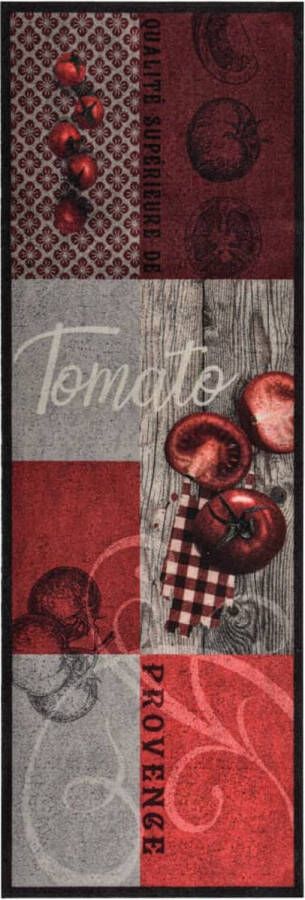 The Living Store Vloermat Tomatenprint 300 x 60 cm Fluweelstof Anti-slip Wasbaar