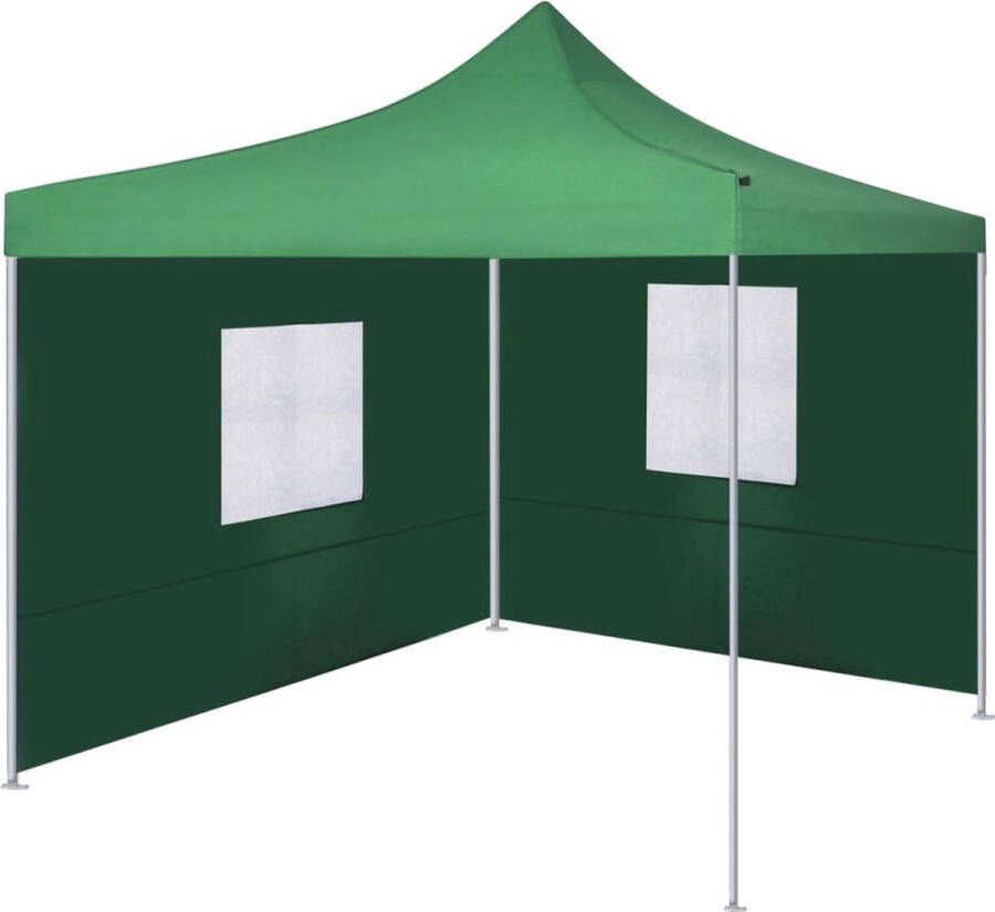 The Living Store Vouwtent 291x291x315 cm Groen Polyester Met 2 zijwanden